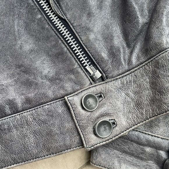 Designer Moto biker leather Jacket Distressed Futuristic Runway Motorcycle 36 XS - Picture 12 of 16